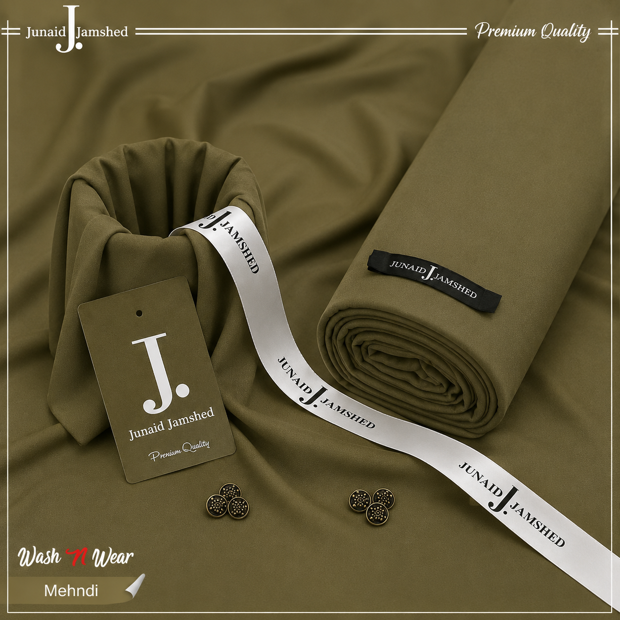 J. Italian Boski Wash n Wear Mens Suit - Mehandi