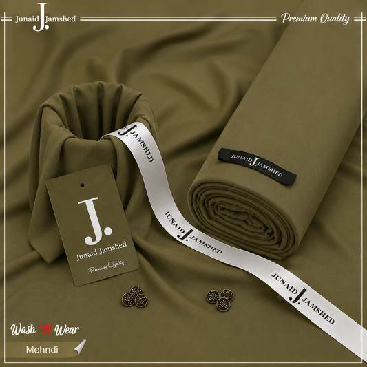 J. Italian Boski Wash n Wear Mens Suit - Mehandi